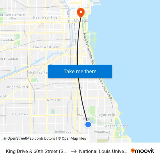 King Drive & 60th Street (South) to National Louis University map
