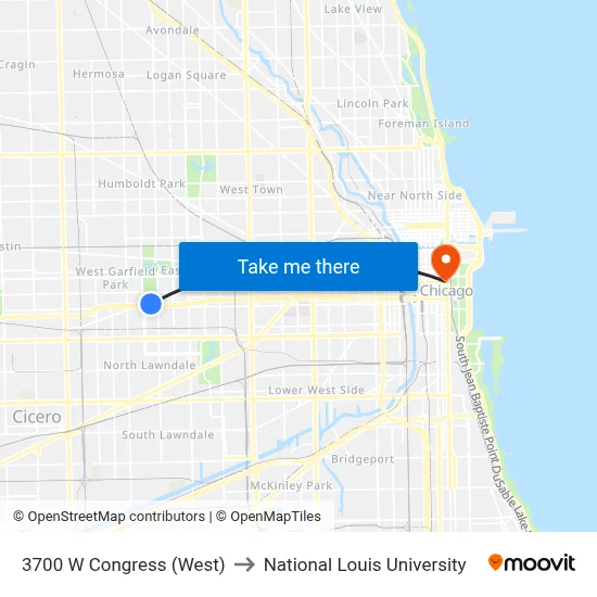 3700 W Congress (West) to National Louis University map