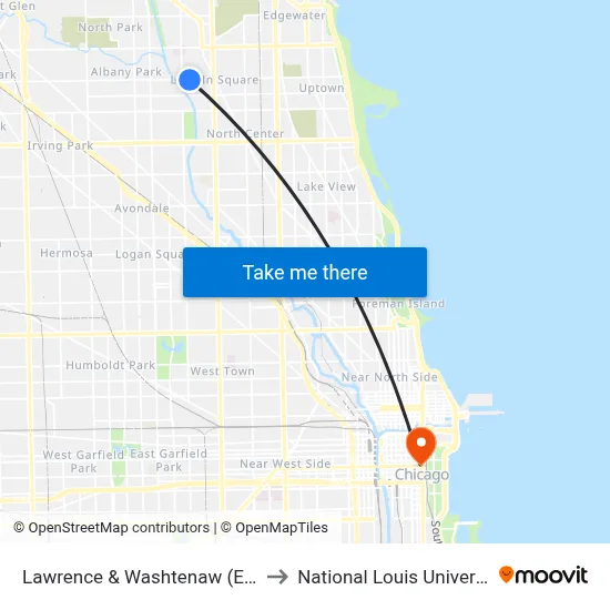 Lawrence & Washtenaw (East) to National Louis University map