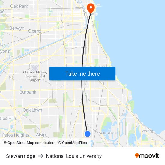 Stewartridge to National Louis University map