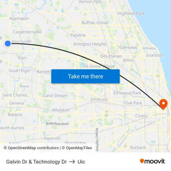 Galvin Dr & Technology Dr to Uic map