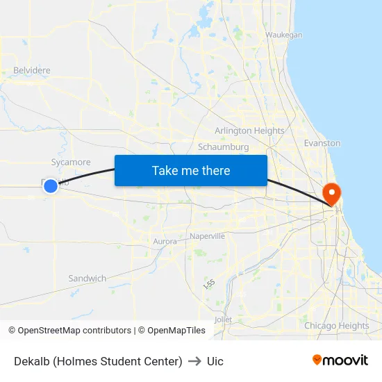 Dekalb (Holmes Student Center) to Uic map