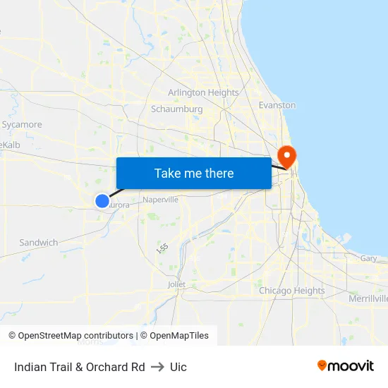 Indian Trail & Orchard Rd to Uic map