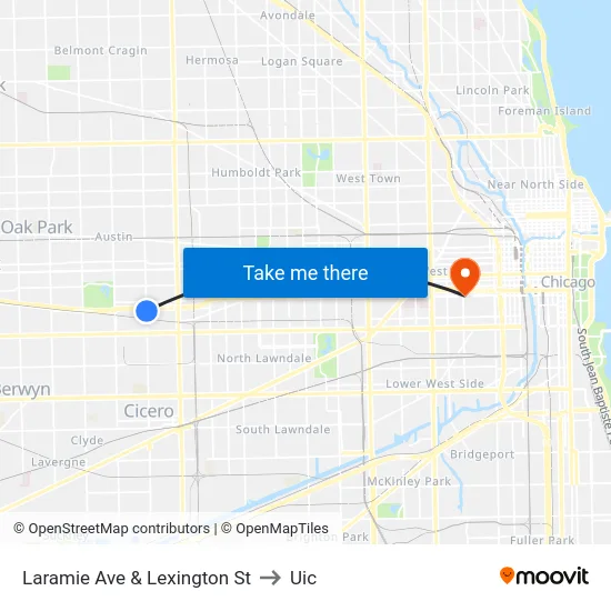 Laramie Ave & Lexington St to Uic map