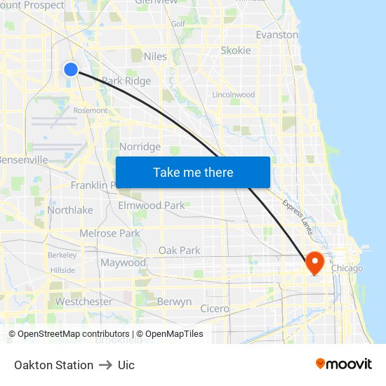 Oakton Station to Uic map