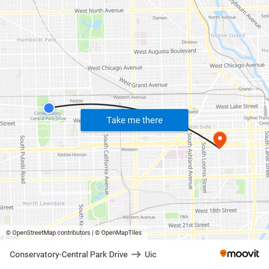 Conservatory-Central Park Drive to Uic map