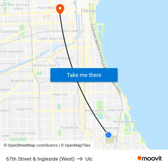 67th Street & Ingleside (West) to Uic map