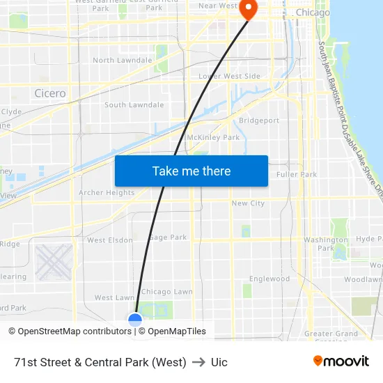 71st Street & Central Park (West) to Uic map