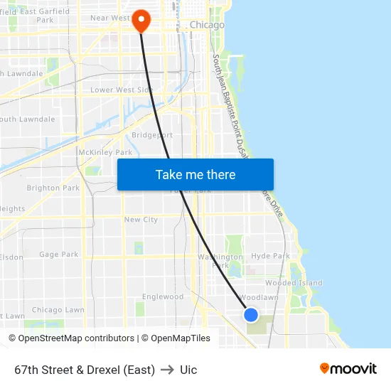 67th Street & Drexel (East) to Uic map