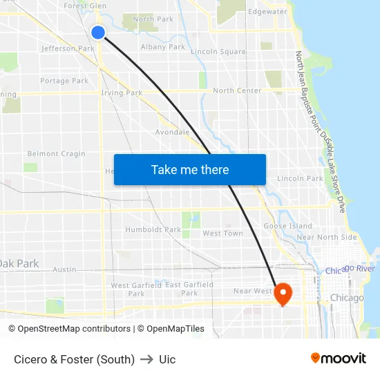 Cicero & Foster (South) to Uic map