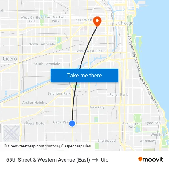 55th Street & Western Avenue (East) to Uic map