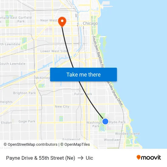 Payne Drive & 55th Street (Ne) to Uic map