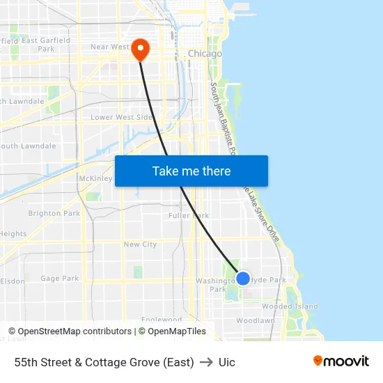 55th Street & Cottage Grove (East) to Uic map