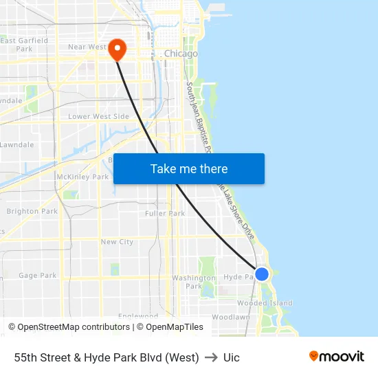 55th Street & Hyde Park Blvd (West) to Uic map