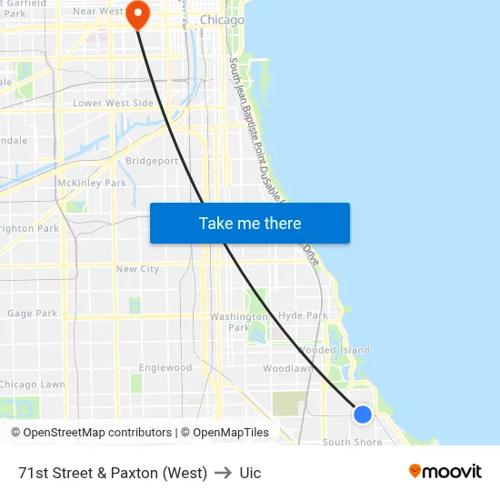 71st Street & Paxton (West) to Uic map