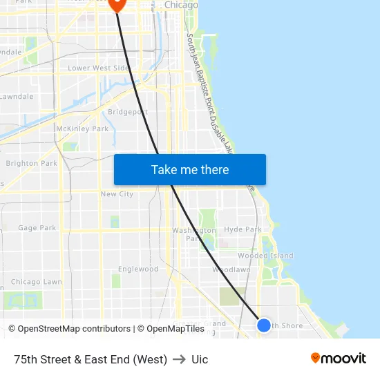 75th Street & East End (West) to Uic map