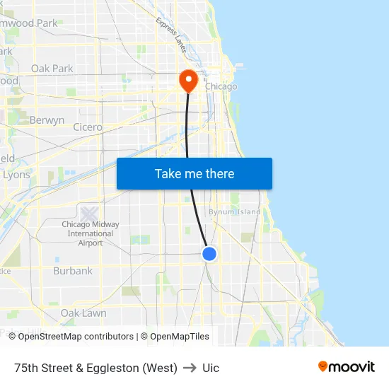 75th Street & Eggleston (West) to Uic map