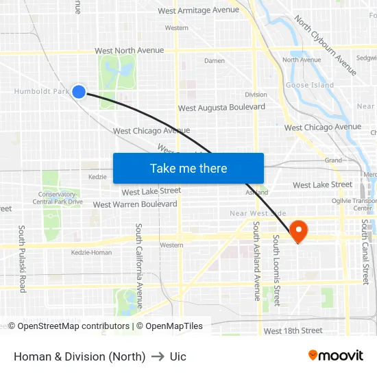 Homan & Division (North) to Uic map