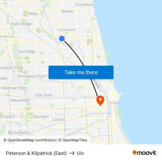 Peterson & Kilpatrick (East) to Uic map