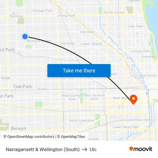 Narragansett & Wellington (South) to Uic map