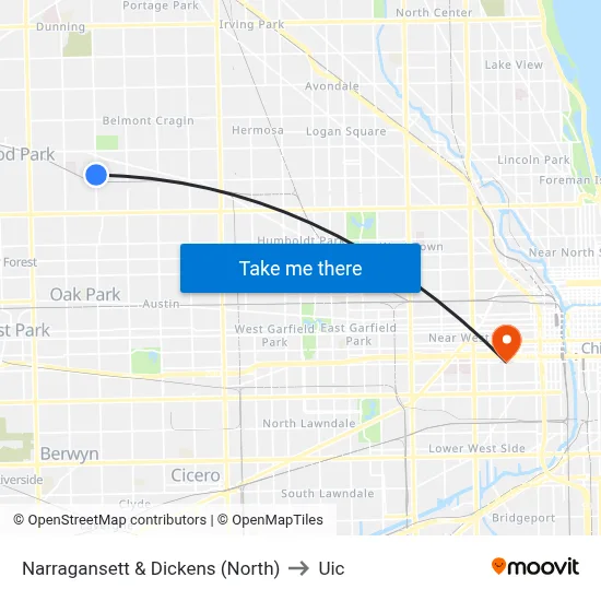 Narragansett & Dickens (North) to Uic map