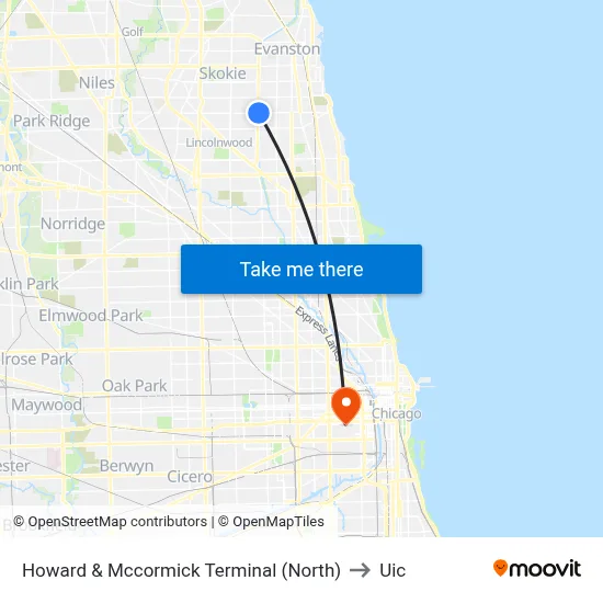Howard & Mccormick Terminal (North) to Uic map