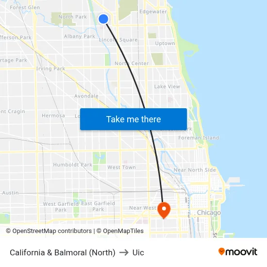 California & Balmoral (North) to Uic map