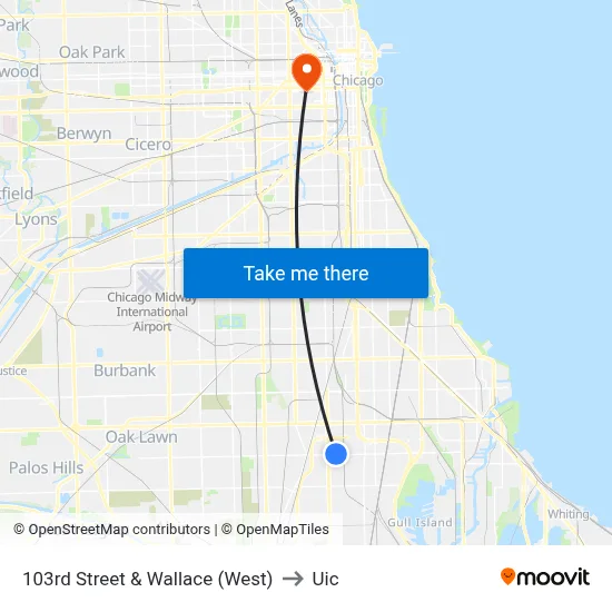 103rd Street & Wallace (West) to Uic map