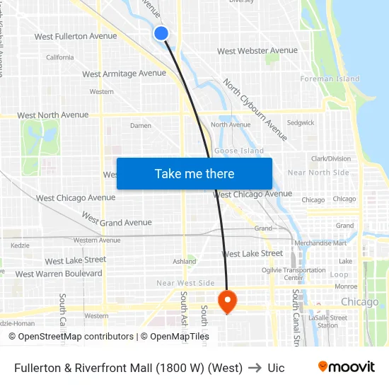 Fullerton & Riverfront Mall (1800 W) (West) to Uic map