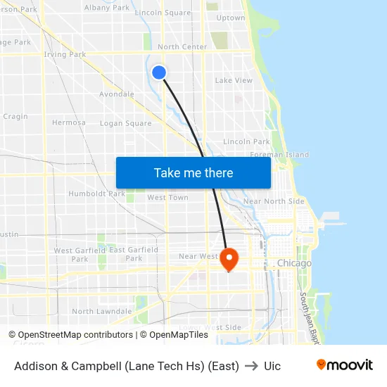 Addison & Campbell (Lane Tech Hs) (East) to Uic map