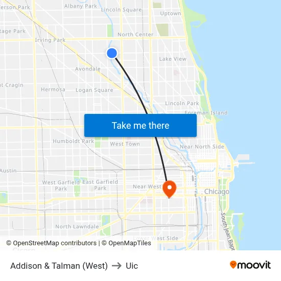 Addison & Talman (West) to Uic map