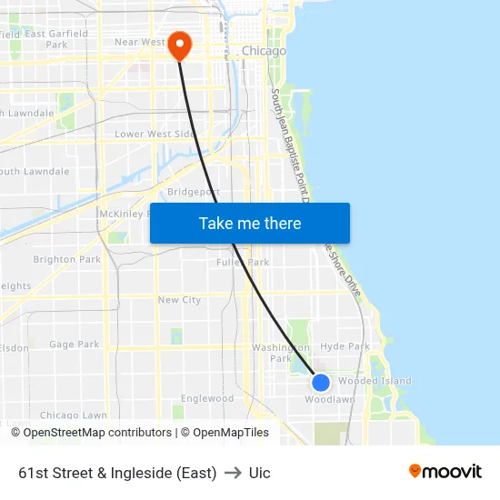 61st Street & Ingleside (East) to Uic map