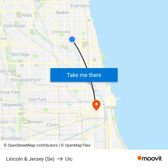 Lincoln & Jersey (Se) to Uic map