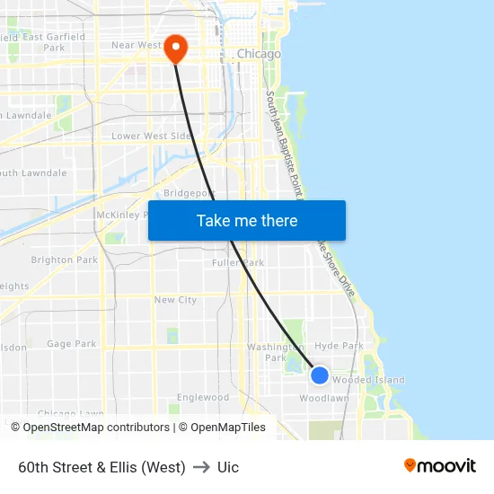 60th Street & Ellis (West) to Uic map