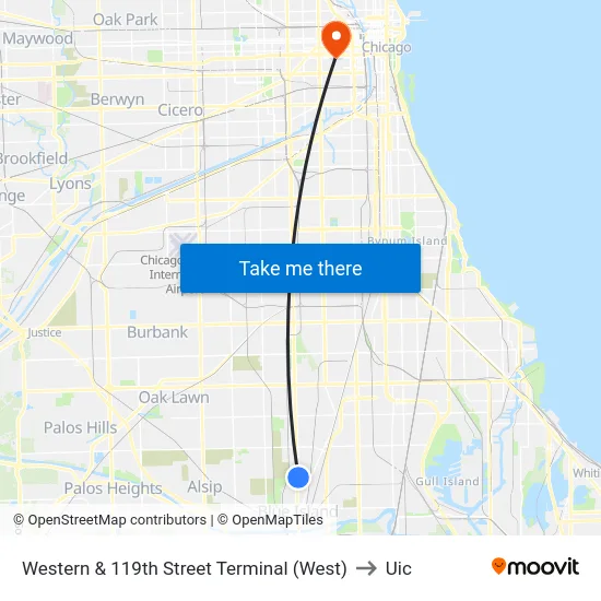 Western & 119th Street Terminal (West) to Uic map