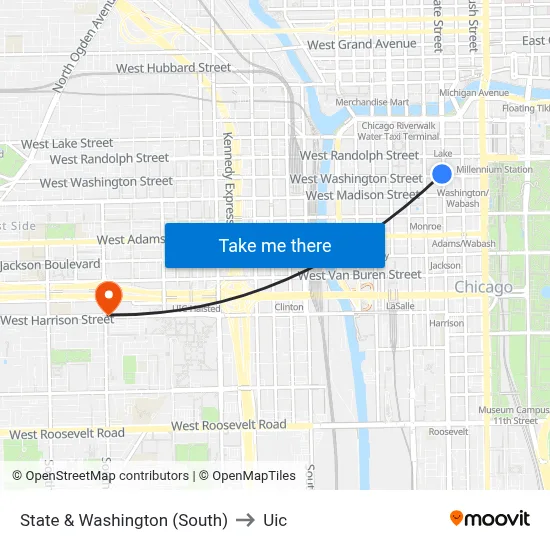 State & Washington (South) to Uic map