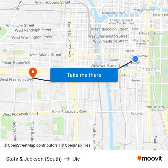 State & Jackson (South) to Uic map