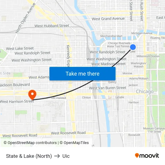 State & Lake (North) to Uic map