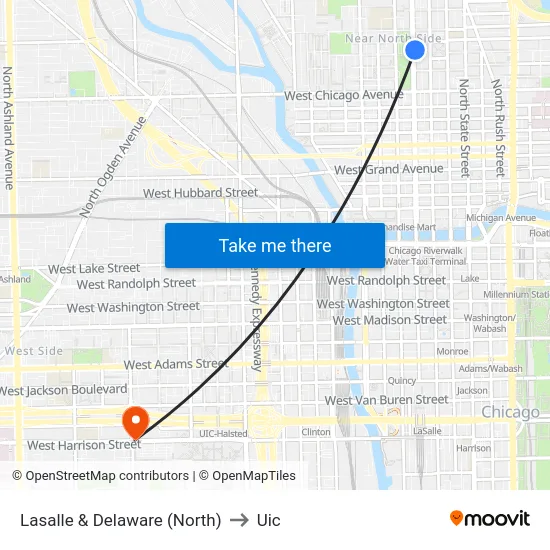 Lasalle & Delaware (North) to Uic map