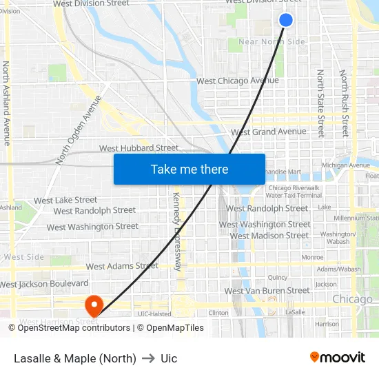 Lasalle & Maple (North) to Uic map