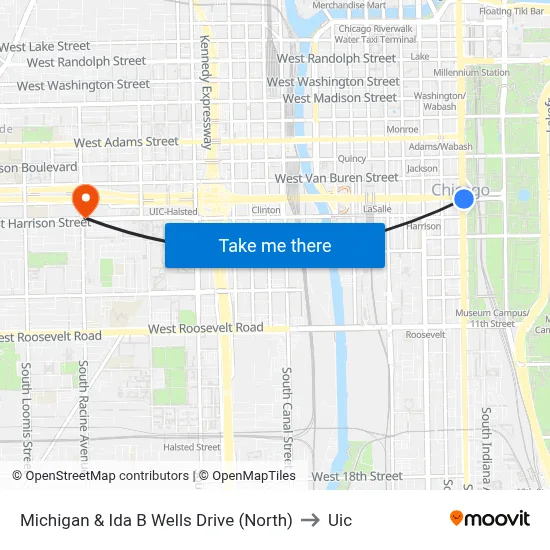 Michigan & Ida B Wells Drive (North) to Uic map