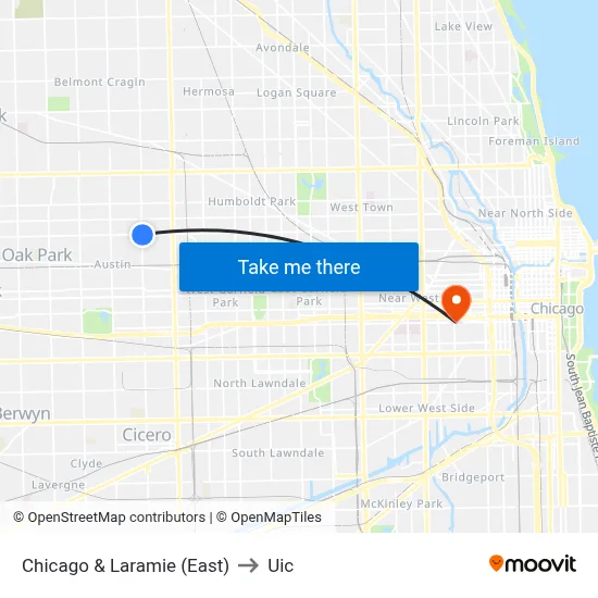 Chicago & Laramie (East) to Uic map