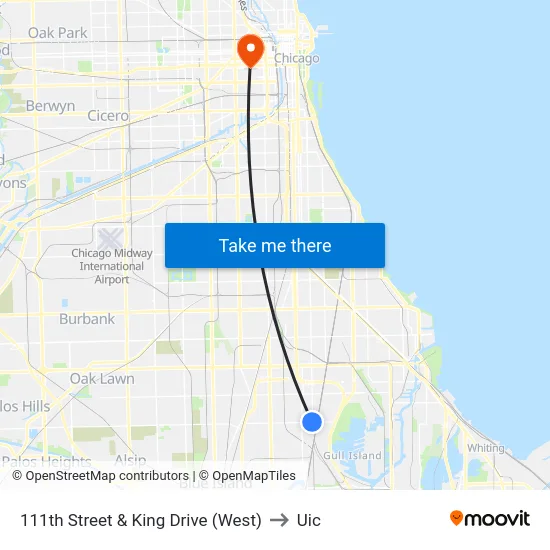 111th Street & King Drive (West) to Uic map