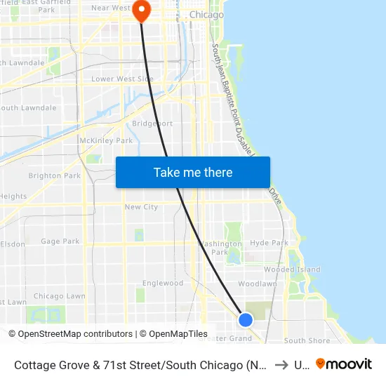 Cottage Grove & 71st Street/South Chicago (North) to Uic map