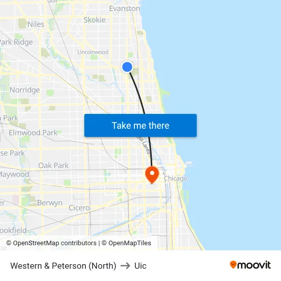 Western & Peterson (North) to Uic map