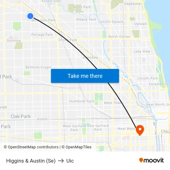 Higgins & Austin (Se) to Uic map