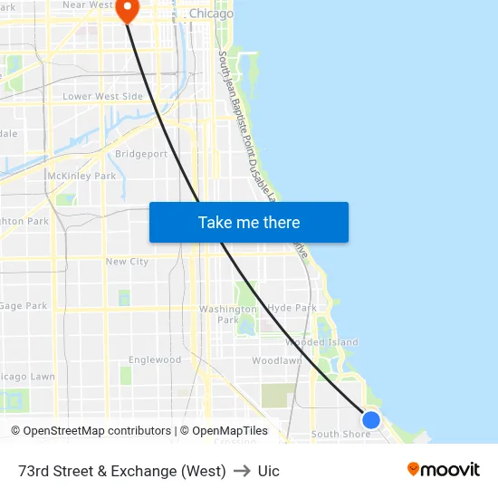 73rd Street & Exchange (West) to Uic map