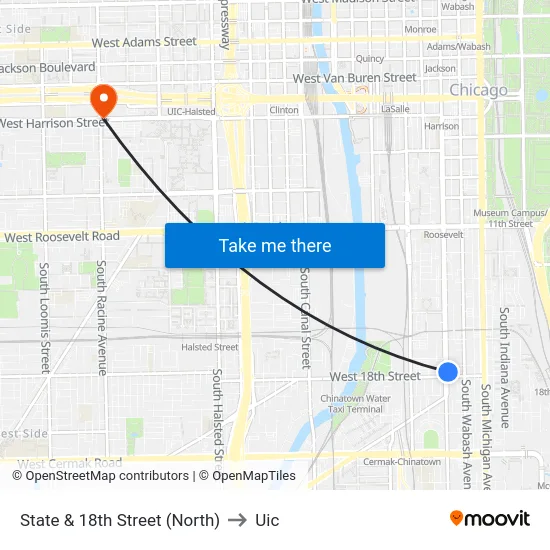 State & 18th Street (North) to Uic map