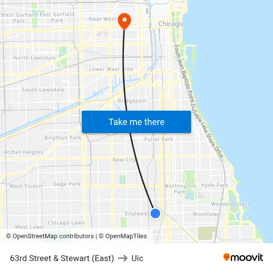 63rd Street & Stewart (East) to Uic map
