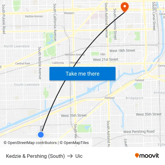 Kedzie & Pershing (South) to Uic map